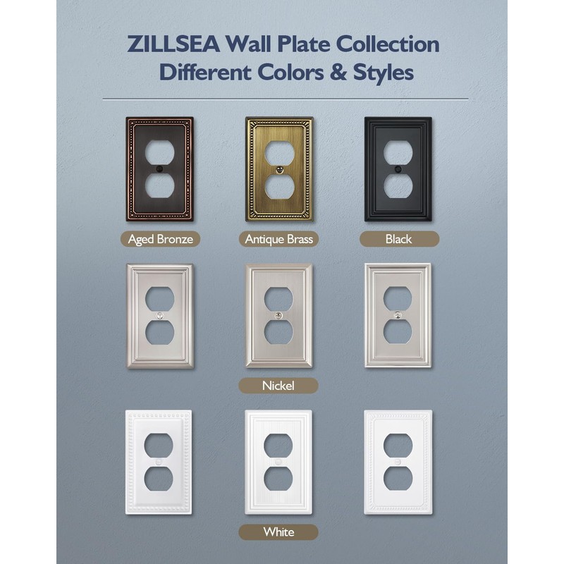 ZILLSEA 4-Pack Aged Bronze Outlet Covers, Metal Duplex Wall Plates