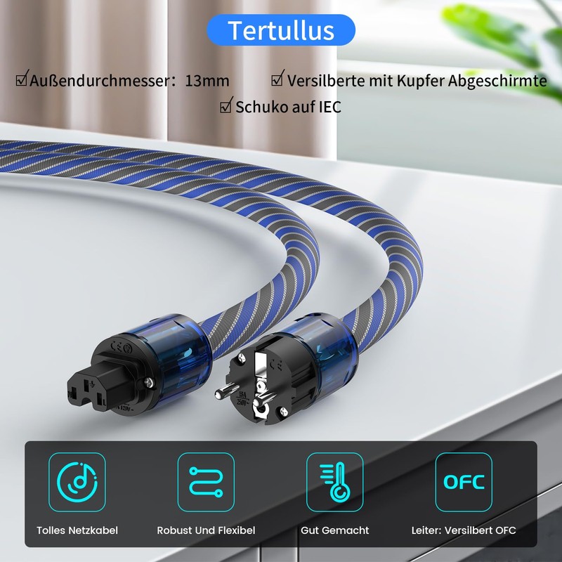 Tertullus HiFi High End Power Cable C15 Power Cable HiFi