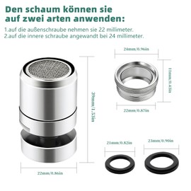 YUESIKJ 2 Stück Wasserhahn Luftsprudler Schwenkbar 360° Wasserhahn Aufsatz Schwenkbar M22/M24 Universal Wasserhahe-Aufsatz in Chrom P-erlator für Küche Bad