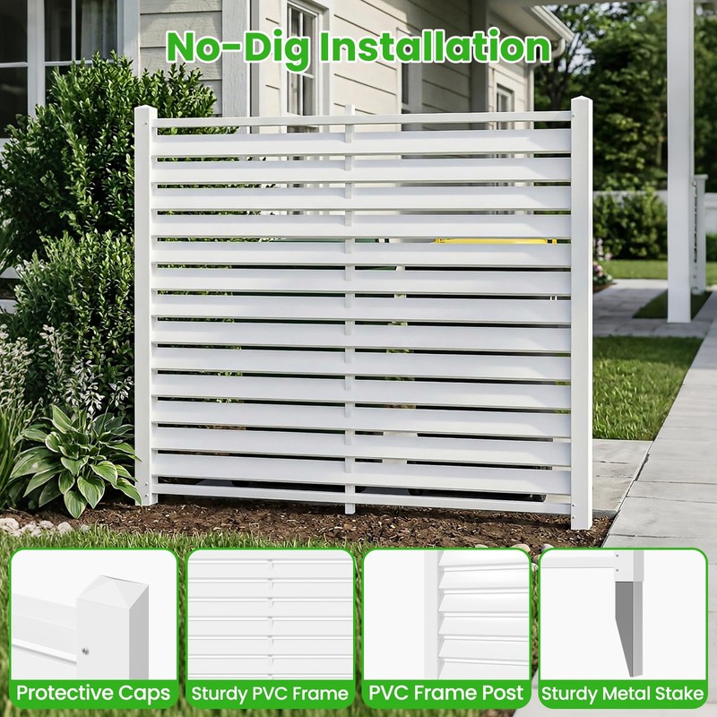 5 Ft x 4 Ft Air Conditioner Fence, White Vinyl