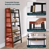 HITNET Black Bookshelf, 4-Tier Ladder Shelf, Freestanding Leaning Bookcase with