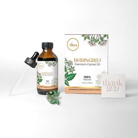 MY ACE Bhringraj Premium Carrier Oil with Glass Dropper Pure & Natural, Cold Pressed, Preservative-Free for Hair Growth, Scalp Care, Skin, DIY Blends – 118ml