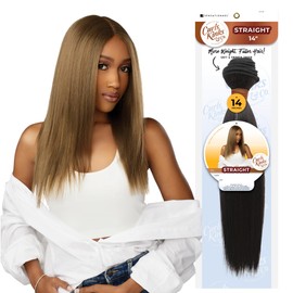 Sensationnel Curls kinksandco synthetic bundles - straight quick weave hair or pony styles for natural 3c to 4c hair textures - 1 pack (14 inch, 27 HONEYBLONDE)