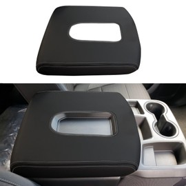 XYHGM Car Center Console Armrest Cover for Chevy Silverado & GMC Sierra 2019-2024 Leather Anti-Scratch Central Arm Rest Box Lid Seat Cover Protector Accessories(Jump Seat Bench Seat,White Stitches)