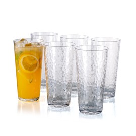 KX-WARE 26-ounce Acrylic Highball Glasses Plastic Tumbler Larger Drinking Glasses, set of 6 Clear