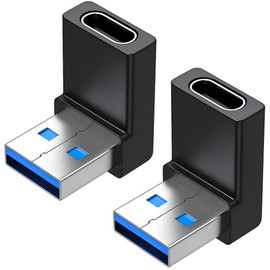 GELRHONR 90 Degree USB to USB C Adapter,Right Angle USB A Male to Type C Female Connector Support unidirectional Sides 5Gbps & Data Transfer, for Laptops,Phone,PC (Black 2 Down)