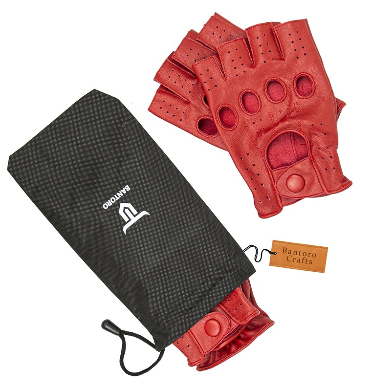 High Quality Red Sheepskin Fingerless Gloves - Comfortable, Durable and