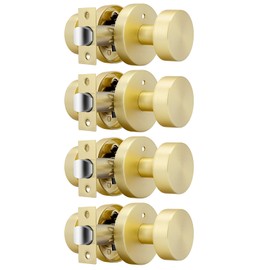 goldenwarm Gold Door Knobs Interior, Zinc Alloy Round Ball Brushed Gold Privacy Door Knobs for Bedroom, Bathroom,Heavy Duty Interior Doorknobs Bulk - Modern & Stylish(4 Pack)