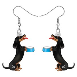 RAIDIN Acrylic Lovely Dachshund Dog Dangle Drop Earrings Jewelry for Women Cute Puppy Pets Hook Earrings Gifts for Dog Lovers Charms (Grey)