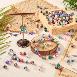 Craftdady - 190 abalorio de arcilla de columna de 6 mm, abalorio espaciadoras de tubo de 6 mm, abalorio coloridas hechas a mano, de polímero, sueltas, para hacer collares, joyería