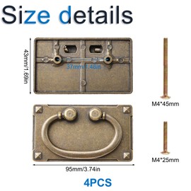 INCREWAY 4Pcs Pull Handle, Furniture Ring Pulls Antique Drawer Pulls, Cabinet Flatback Hardware Handles for Kitchen Cabinet Dresser（Coffee Bronze）