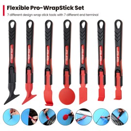 Gomake Vinyl Wrap Stick Squeegee Window Tint Tool 7 in 1 Micro Wrap Stick Squeegee Detachable and Replaceable Head Wrap Tucking Tool Curves Slot Corner Squeegee for Car Wrapping Car Tint Installing