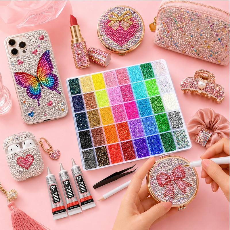 Bedazzling Kit, 43000pcs Jelly Resin Rhinestones with 40 Colors &