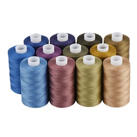 Simthread All Purposes Cotton Quilting Thread 50WT 3 Plies for Piecing Sewing Embroidery Applique etc - 550 Yards Each (12 Jeans & Neutral Colors)