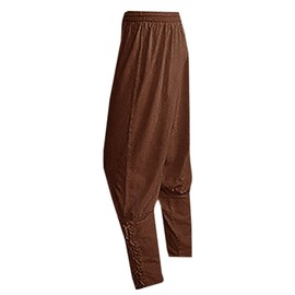 Mens Medieval Ankle Pants Viking Pirate Renaissance Costume Lace Up Tapered Banded Navigator Casual Trousers