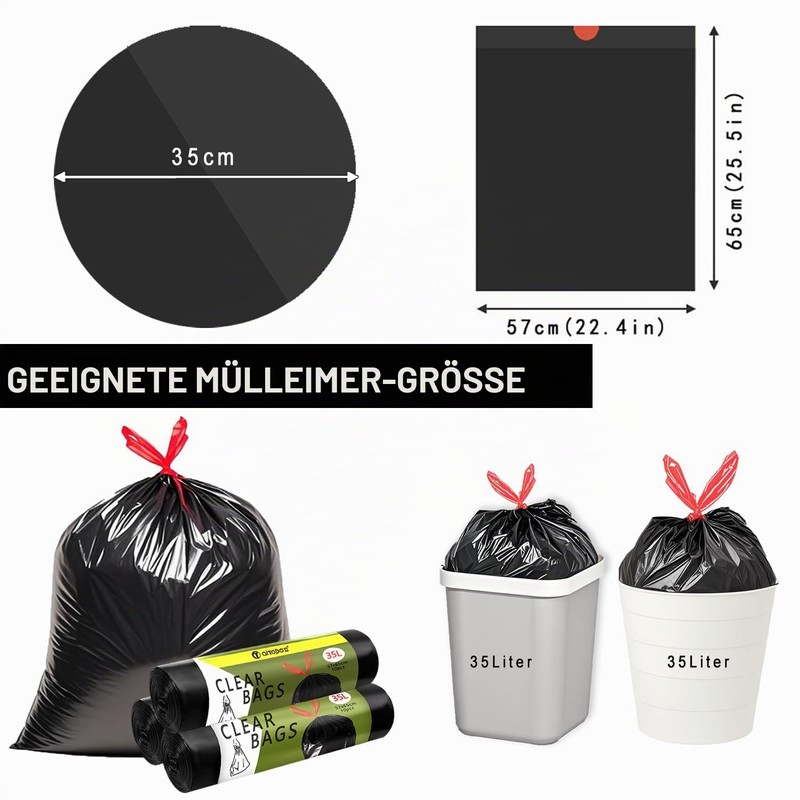 Aitodos Pack of 30 Bin Liners, L x H: 65