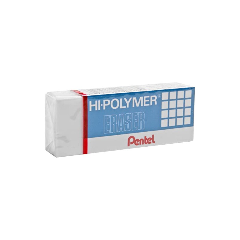 Pentel ZEH10 Hi-Polymer Eraser, Non-Abrasive, White, 1 Each