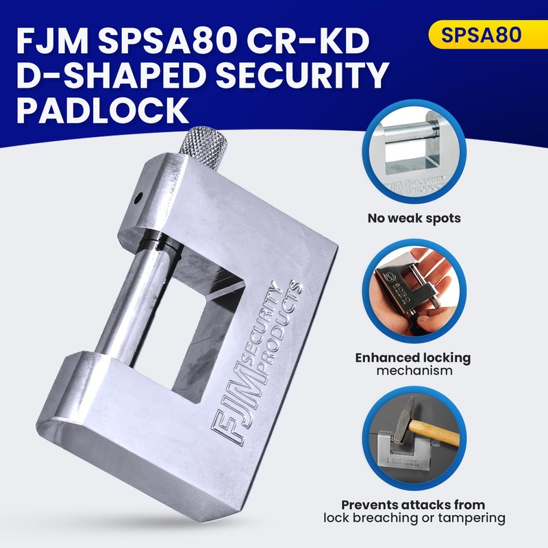 FJM SPSA80-KD D-Style High Security Padlock, Home Improvement Anti Theft