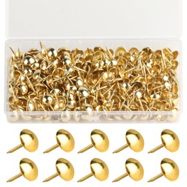 Pack of 320 Upholstery Nails, Upholstery Tacks, Furniture Nails Vintage for Armchair, Furniture, Bed, Decorative Nail - 11 x 17 mm (Gold)