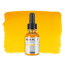 Schmincke - Aqua Drop Liquid Pigment-Based Watercolour Paint, Indian Yellow in 30ml Dropper Bottle, 24240034, for Watercolour Painting, Urban Sketching, Calligraphy, Hand Lettering, Non-fading
