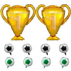 2 Trophy Balloons, 8 Football Balloons, Party Decorations, Birthday Photo Props, Football Theme Party Decoration Accessories