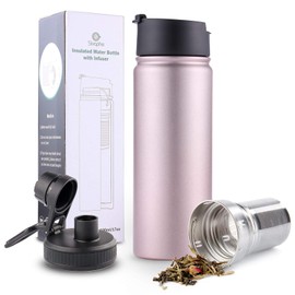 Infuser Travel Mug with Removable loose leaf Tea Strainer Bottle 18/8 Stainless Steel Insulated Tumbler for Women Rosegold