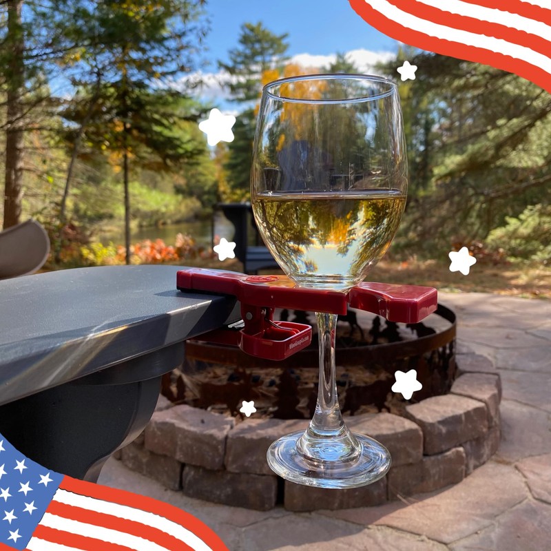 WINEGRASP Cheers! Stemmed Wine Glass Holder for Adirondack & Camping
