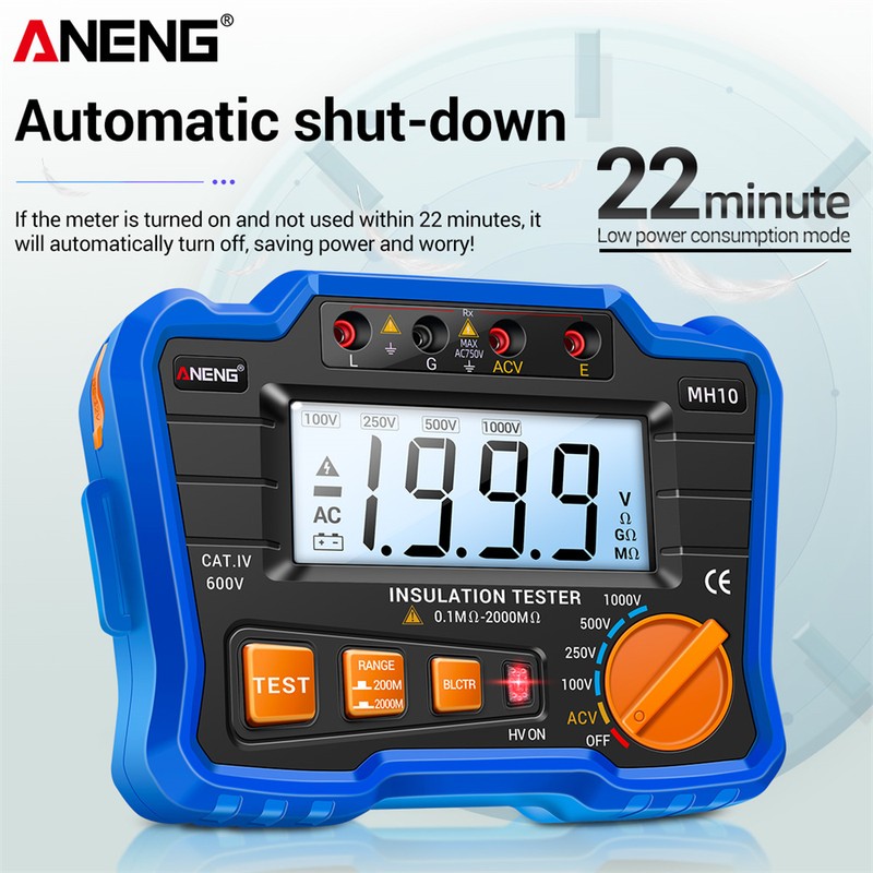 Insulation Resistance Tester 100V/ 250V/ 500V/ 1000V Resistance Tester with
