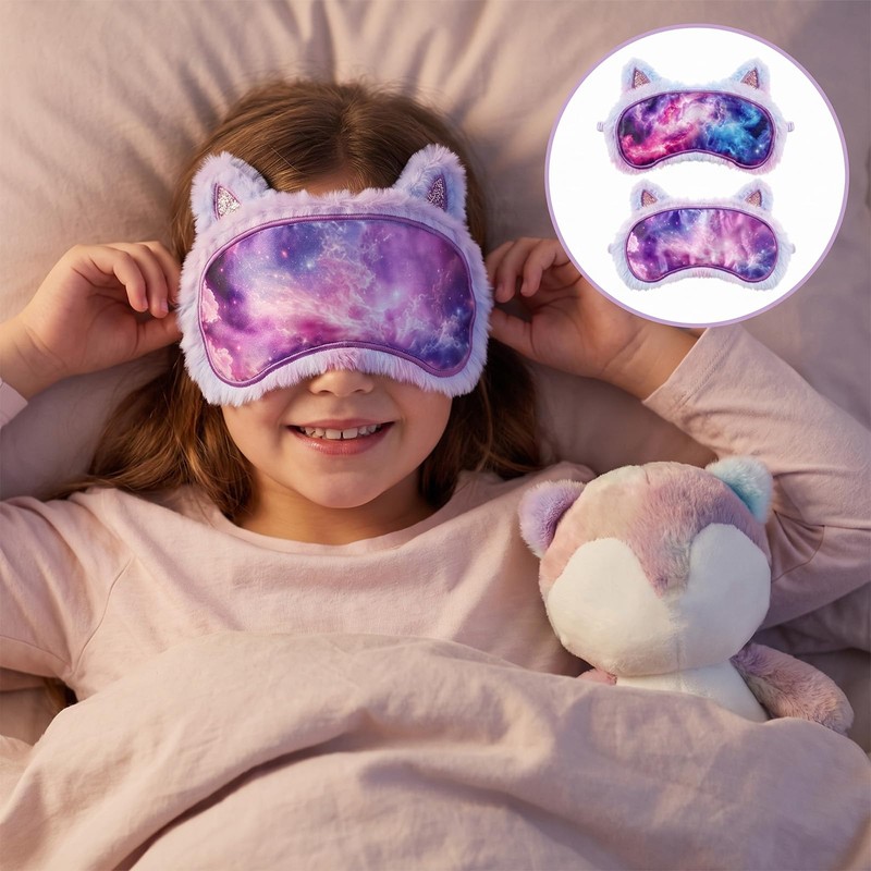 2 Pcs Sleep Mask, Cute Starry Sky Eye Mask, Adjustable
