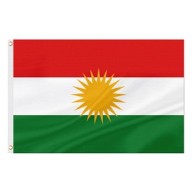 ASUNO Kurdistan Flag 90 × 150 CM Polyester Kurdish National Banner with 2 Brass Grommets Double Side Vivid Color Fade Resistant for Outside Garden Lawn Patio