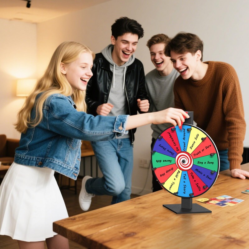 Retbtnm 12 Inch Prize Wheel, 12 Slots Color Spinning Wheel