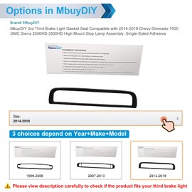 MbuyDIY 3rd Third Brake Light Gasket Seal Compatible with 2014-2018 Chevy Silverado 1500 GMC Sierra 2500HD 3500HD High Mount Stop Lamp Assembly, Single-Sided Adhesive