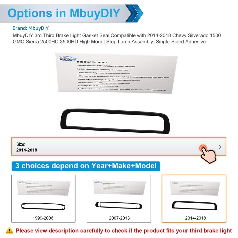 MbuyDIY 3rd Third Brake Light Gasket Seal Compatible with 2014-2018