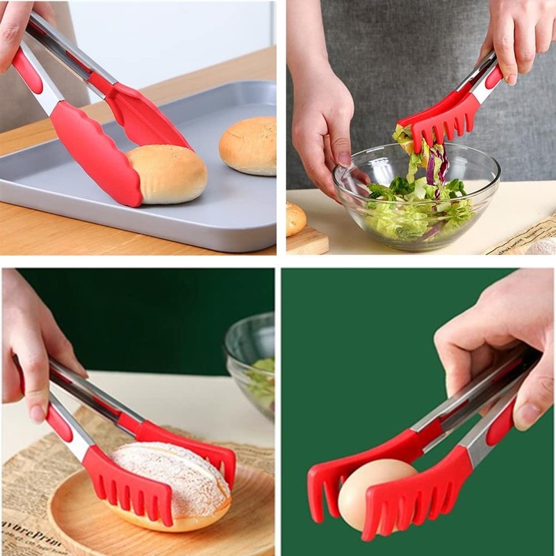 Red Stainless Steel Pasta Tong, Large 13" Stainless Steel Spaghetti