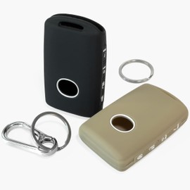 2-Pack Click&Fit Silicone Key Fob Covers Compatible with 2019-2024 Mazda 3 6 CX-30 CX-5 CX-9 CX-50 – Car Remote Key Shell Rubber Protector 4-Buttons 662FSKE11D01, Black+Beige