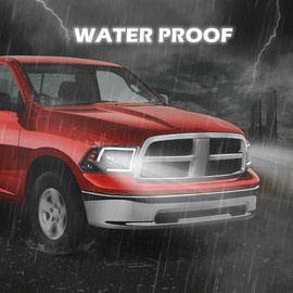 ALLGOOD LED DRL Headlights Assembly Front Headlamp Compatible with Dodge Ram 1500 2500 3500 2009-2012,Only for Quad Models,Not Fit Dual Beam,Not Fit One Hole,Clear lens Black Housing