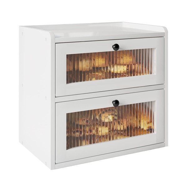 Alpeir Double Layer Large Bread Box for Kitchen Counter, Wooden