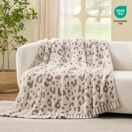 Leopard Luxury Faux Fur Blanket Twin Size for Bed Sofa,Ultra Soft Cozy Oversized Fluffy Blanket for Couch Living Room,Beige Leopard,60x80 inches