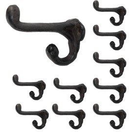Rustic State Clark Wall Mount Cast Iron Hooks Coat Towel Bag Hat Hanger Multiuse Entryway Railroad Spike Rack Black Set of 10