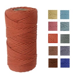Binwat Macrame Cord Natual Macrame Cotton Cord DIY Craft Cord Spool Twine Rustic String Cotton Rope for Wall Hanging,Plant Hangers,Crafts,Knitting,Decorative Projects 3mm x100m