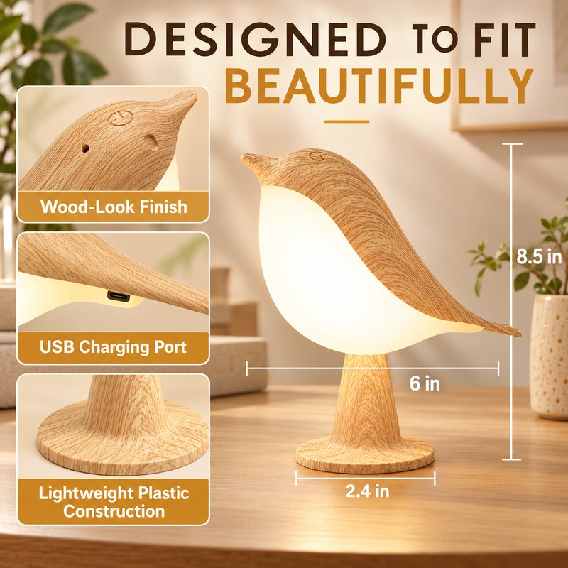 LED Bird Lamp for Ambient Lighting – 3-Level Touch Dimmable
