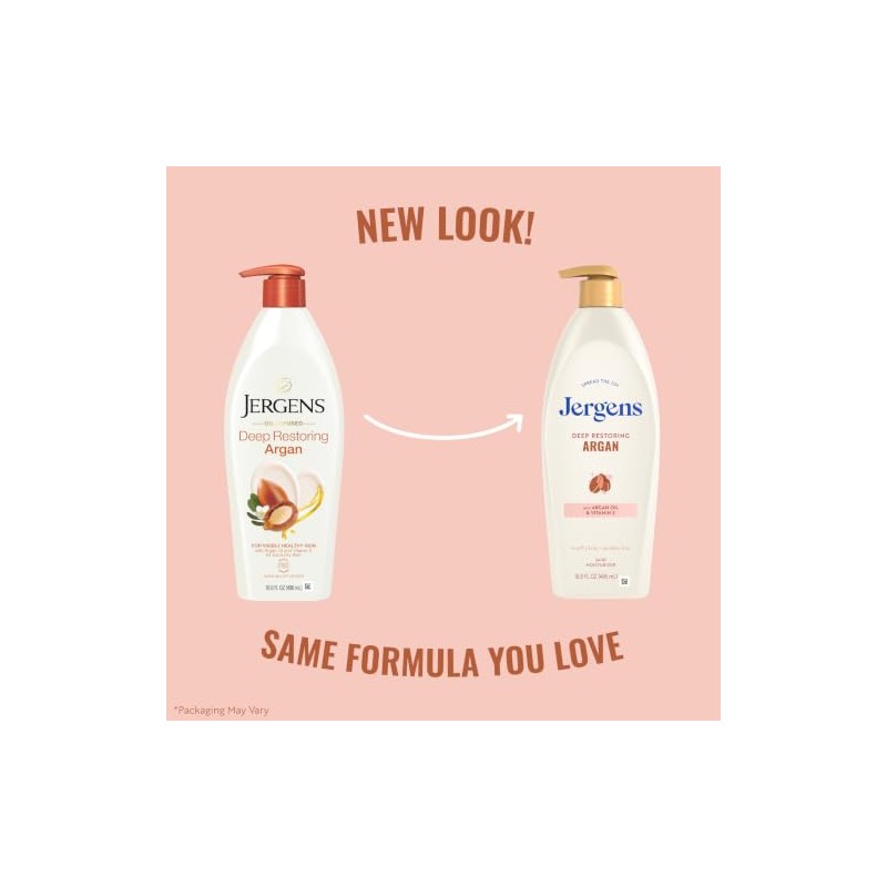 Jergens Deep Restoring Aceite de argán Hidratante, Loción calmante para