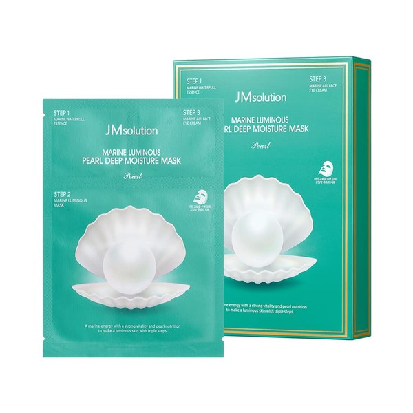 JM Solution Marine Luminous Pearl Deep Moisture 3 Step Mask - Korean Skincare Facial Mask - boosting Brightening Moisturizing-10 Sheets for Dry Skin