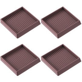 Keadic Non-Slip Rubber Caster Cups Assortment Set, Round and Square Anti Slide Leg Coasters Floor Protector Furniture Pads for Piano Sofa Bed Chair Couch Stoppers (3 * 3 Inches, Square-Brown)