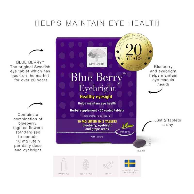 New Nordic Blue Berry Eyebright, 60 Tablets with Eyebright &