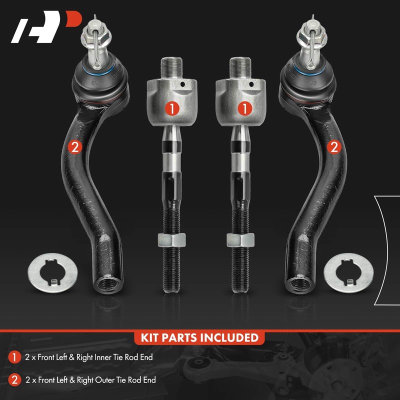 A-Premium Set of 4, Front Inner Outer Tie Rod End