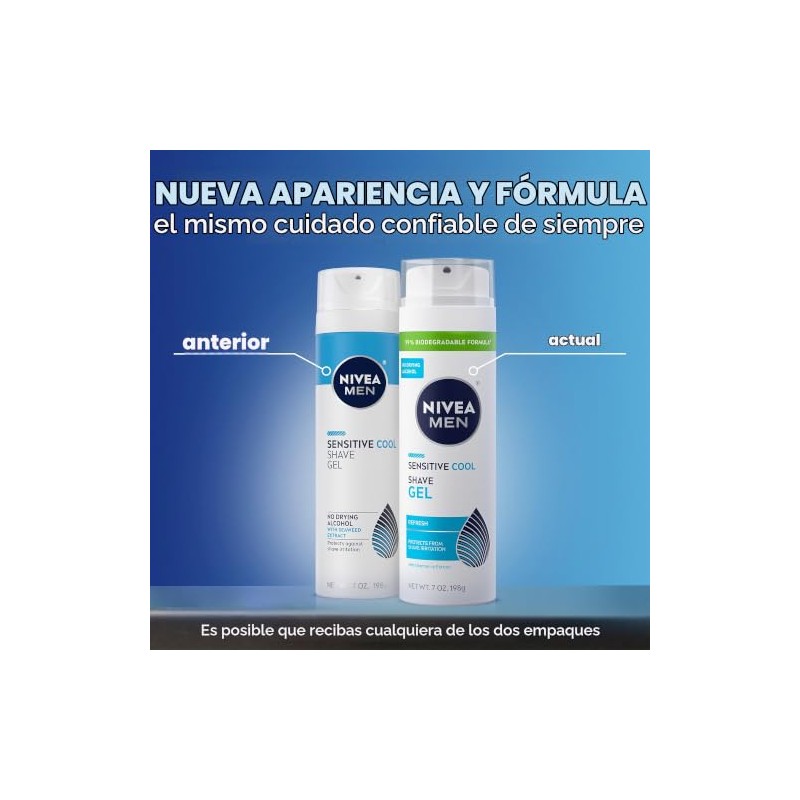 NIVEA MEN Sensitive Cooling Shaving Gel with Skin Guard, 7