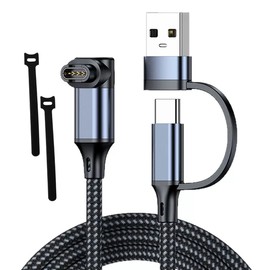 Garmin Charger, Smart Watch Charger, 2-in-1 Design, Fast Charging, USB-C / USB-A Compatible, Durable Braided Cord (90° L Type) for Fenix 7/8, Forerunner 965/955, Venu 3, Vivoactive 5, 4.9 ft (1.2 m)