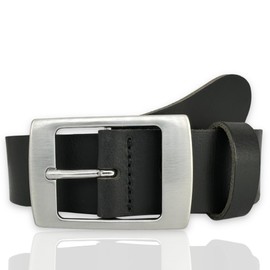 FRIEDRICH HOFFMANN Women's Black & Brown Leather Belt – Leather Belt for Jeans – Women's Belt 4 cm Wide – Made in Germany, black