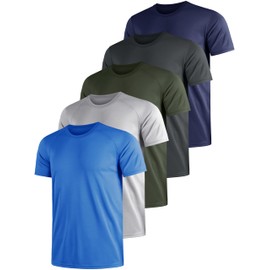 Quazia 5 Pack Men's Moisture Wicking Shirts Dry Fit Lightweight Breathable Tech Tees for Workout Running Short Sleeve Athletic High Performance Stretchable Casual Gym Cooling Shirts for Men Multy 3XL